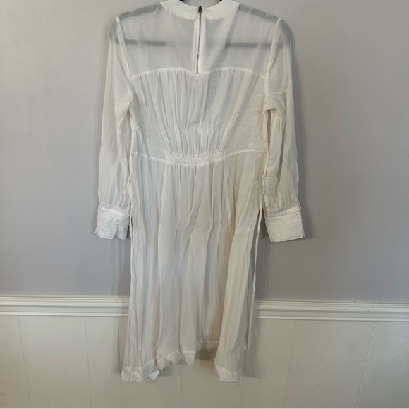 All Saints White Long Buttoned Sleeve Crewneck 100% Cupro Dress Sz L GUC - Picture 12 of 12